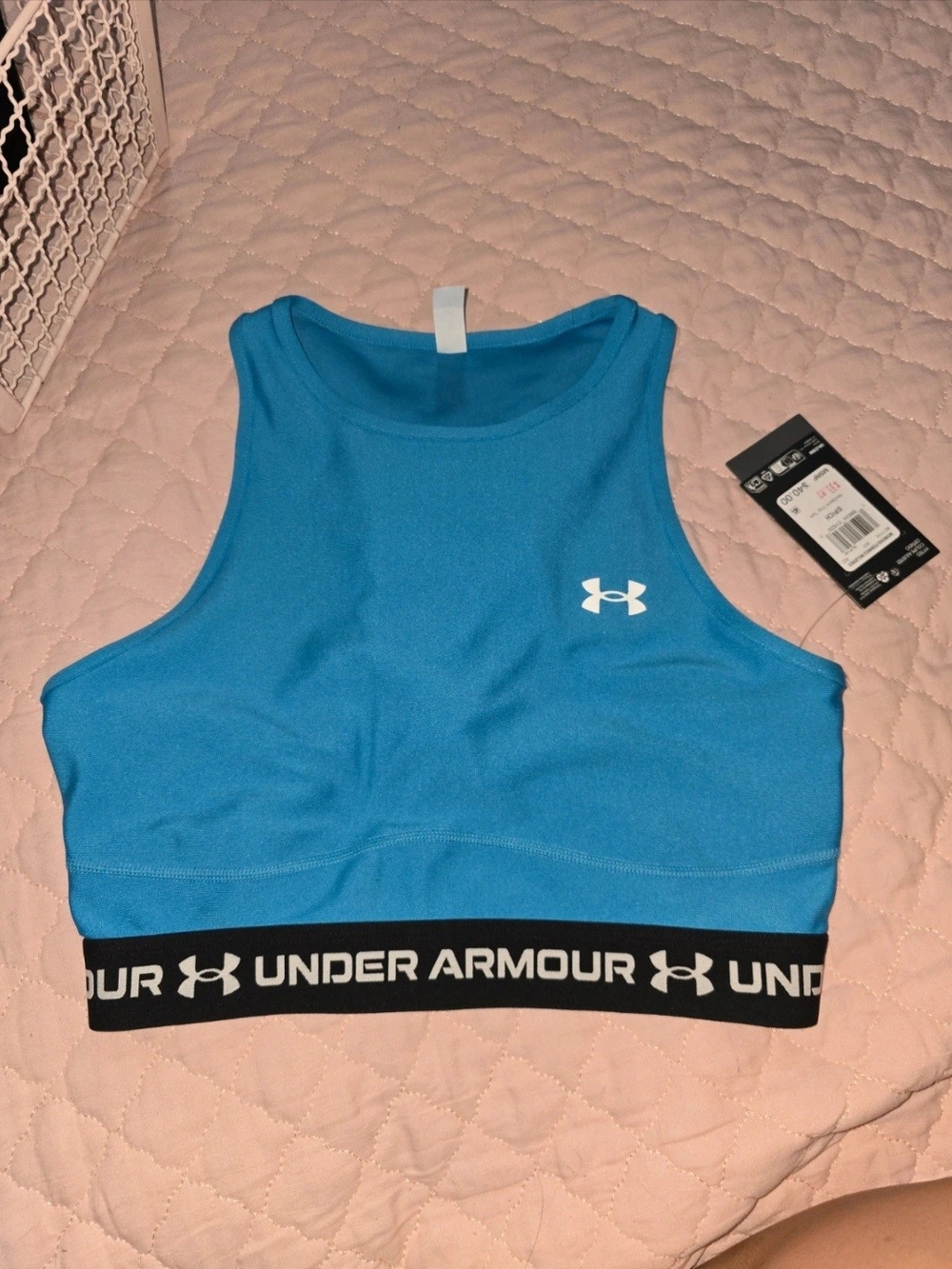 Under Armour Women’s Teal High-Neck Crop Sports Bra